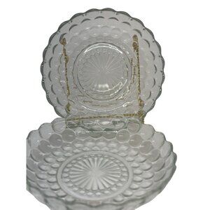 VTG Anchor Hocking Bubble Clear Glass Serving Plates Set 2 MCM Dinnerware